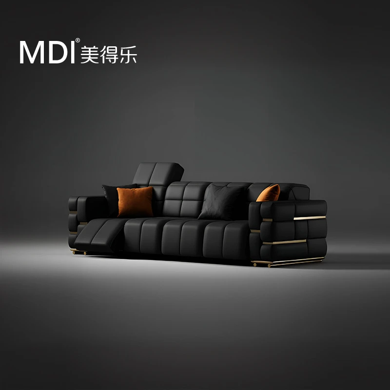 美得乐轻奢别墅豪宅皮沙发客厅家用创意皮艺沙发意式后现代简约