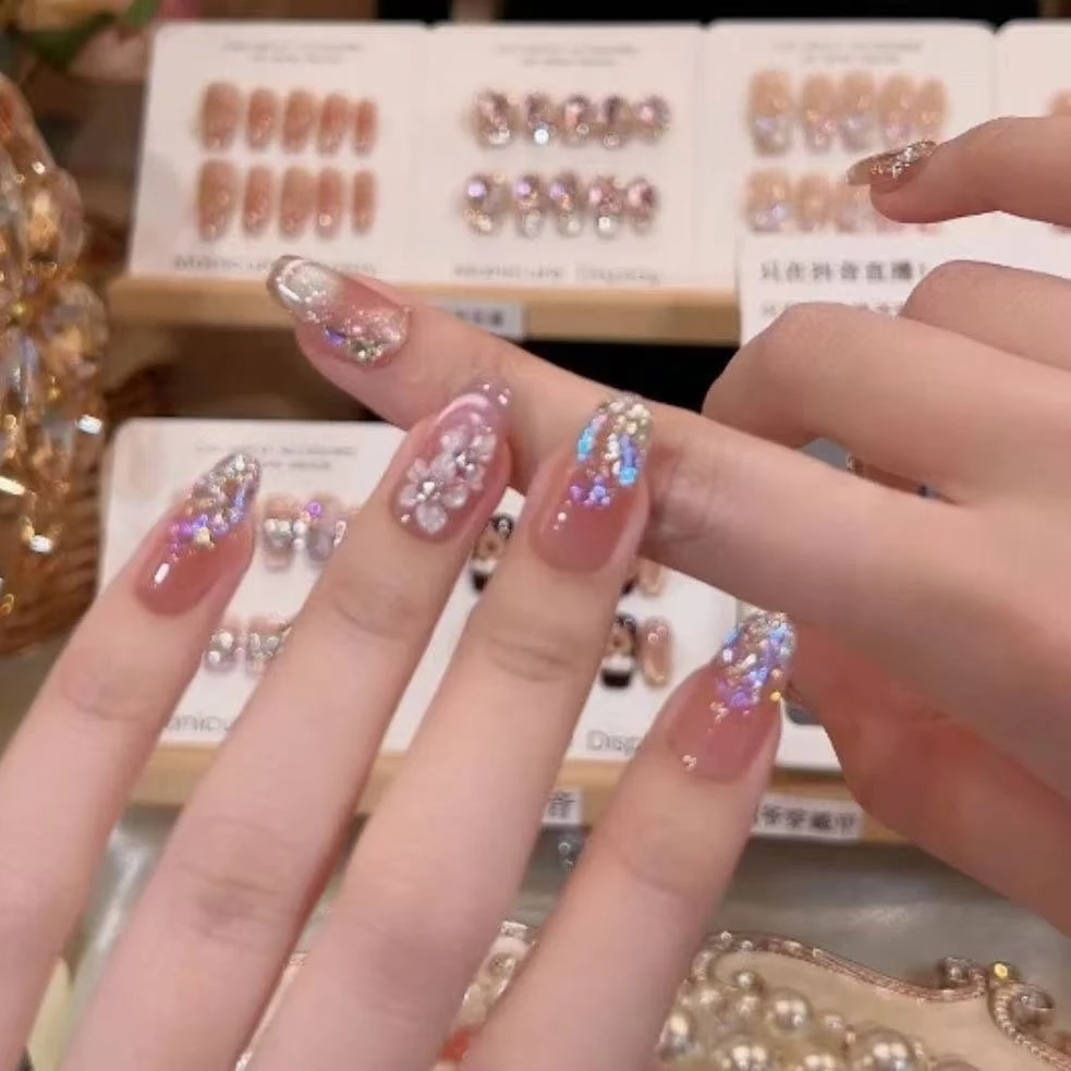 【莫奈花园】系新中式清冷感贴钻穿戴甲新款高级感小众显白