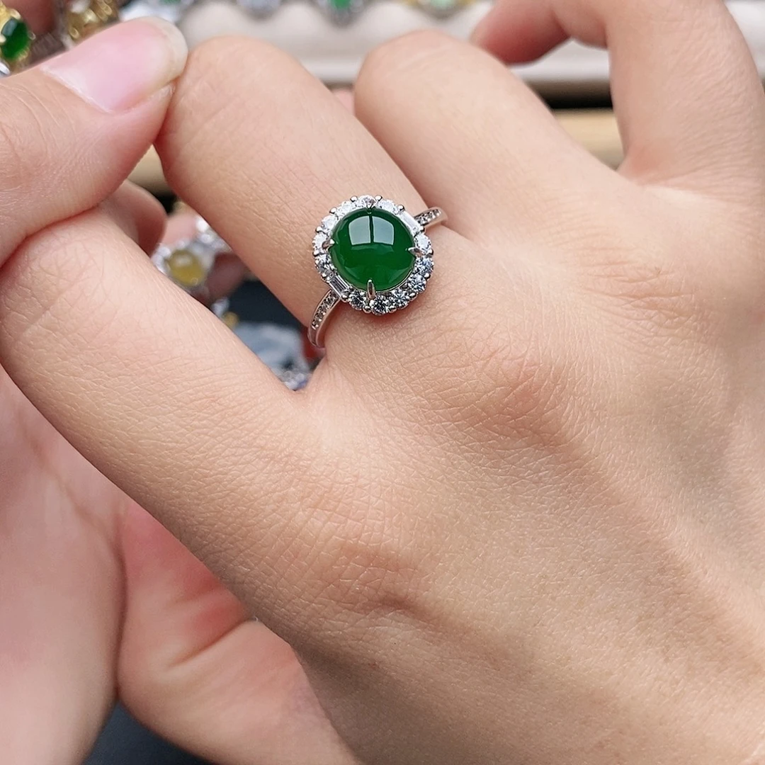 翡翠银S925镶嵌戒指