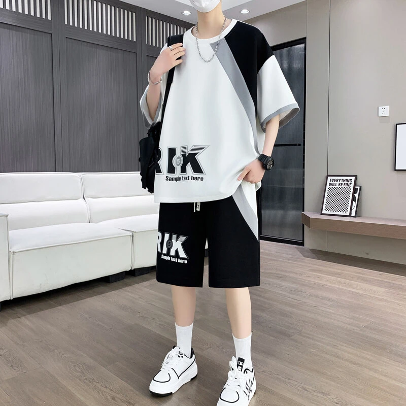 2025圆领男士短袖短裤新款套装男夏季夏装休闲爆款运动服半袖t恤