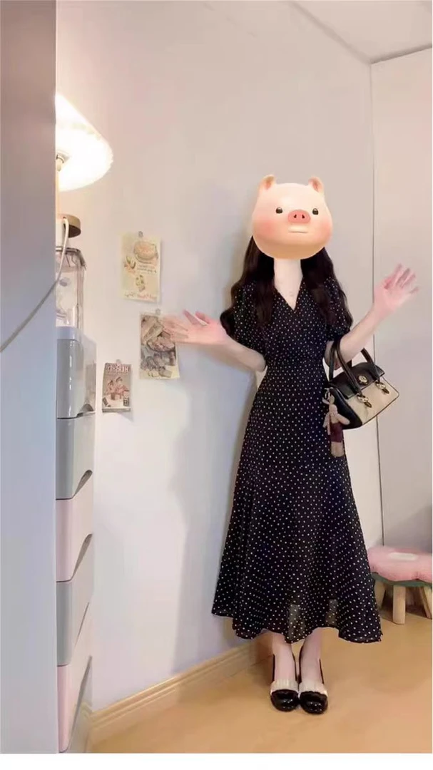 夏季黑色气质收腰碎花连衣裙长款裙子显瘦（非图片款，喜欢请扣号）