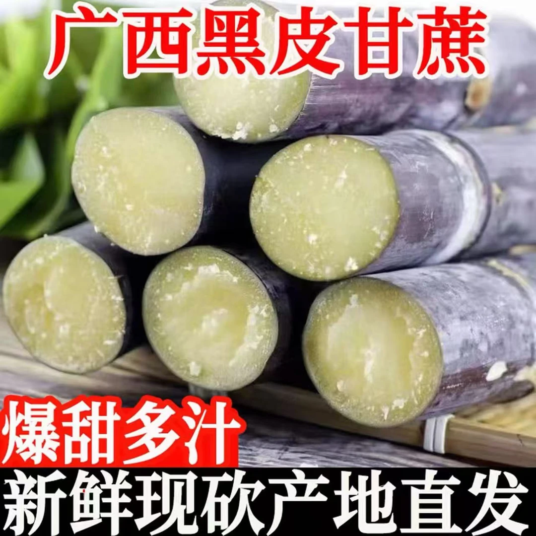 甘蔗广西 黑皮甘蔗5斤9斤应季水果新鲜现砍 脆甜多汁整箱包邮