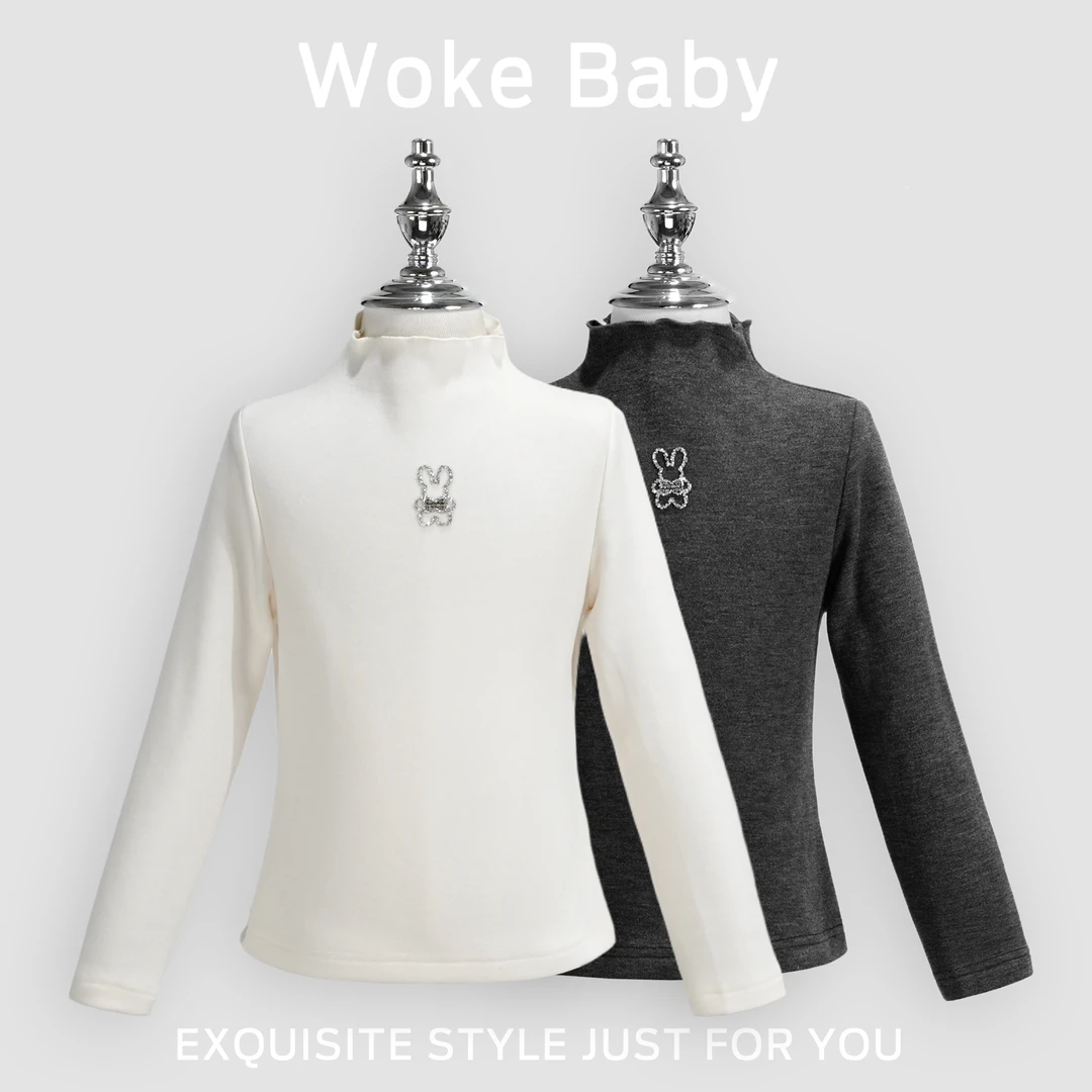 现货桑蚕丝【米菲小兔】女童秋冬长袖t恤半高领洋气正肩打底衫A5962