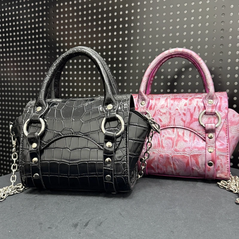 土星Betty手提包斜跨单肩手提机车包小众高级y2k鳄鱼纹时尚百搭