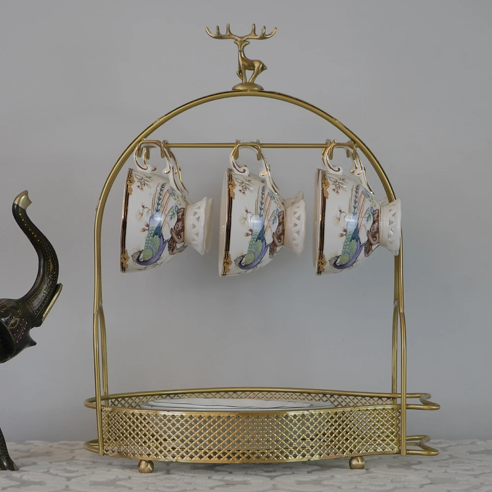 小鹿咖啡杯挂架客厅茶几水杯沥水架