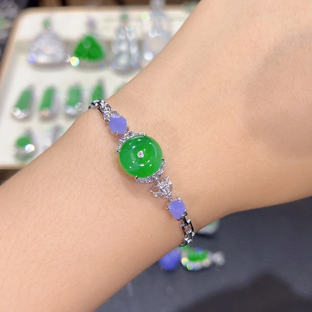 翡翠18K金镶嵌手链