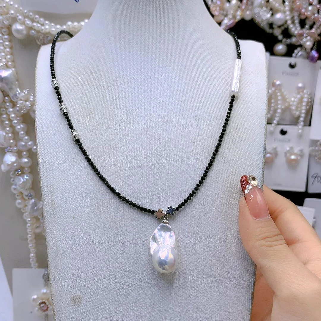 银S925镶嵌耳饰淡水珍珠