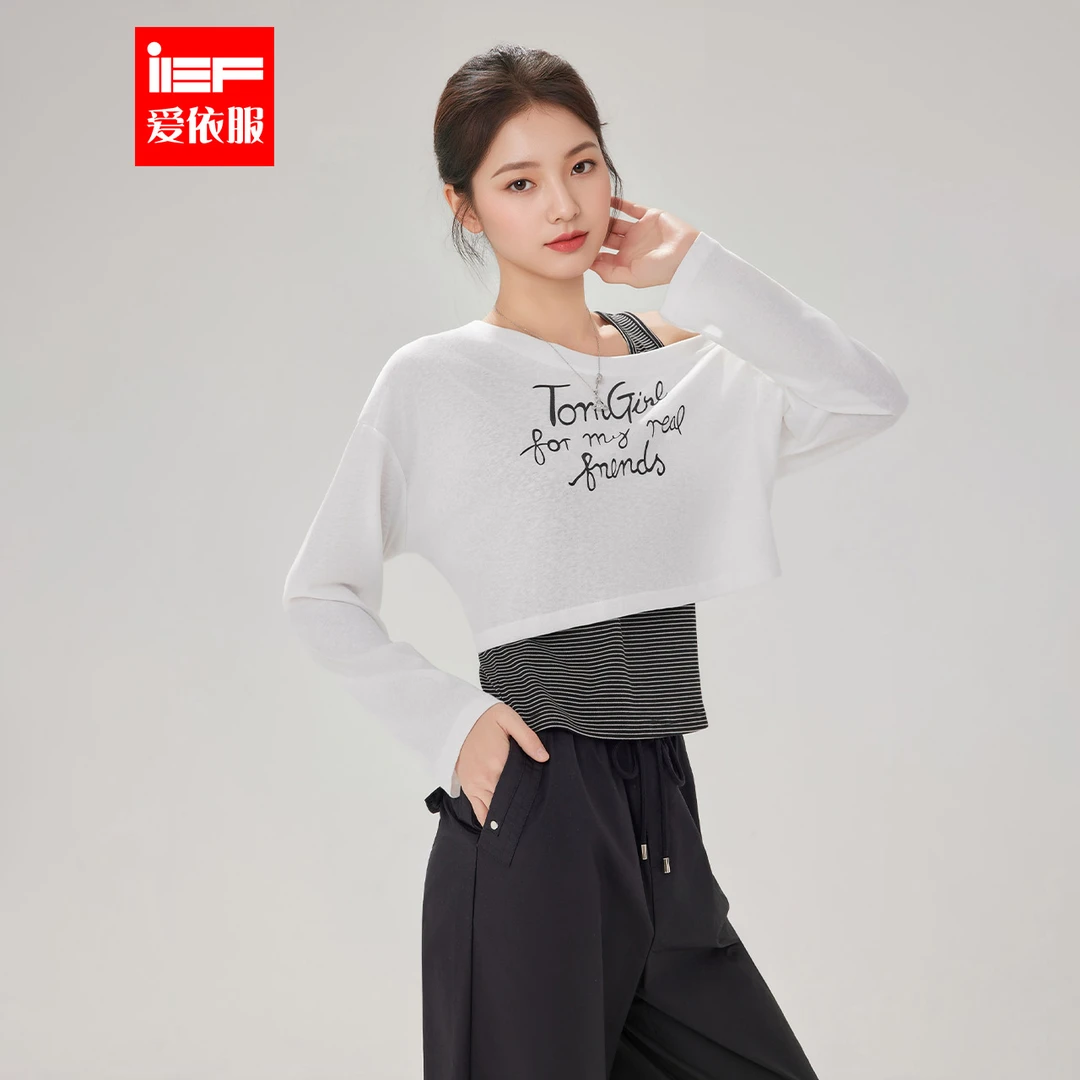 IEF/爱依服2025夏季新款韩版时尚休闲百搭条纹背心两件套上衣