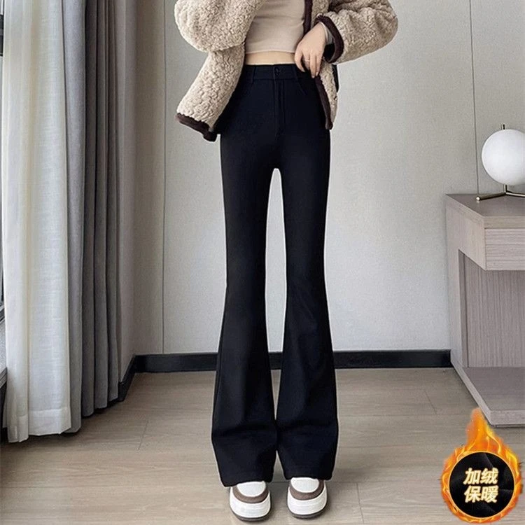 西装裤女2025新款秋冬加绒休闲高腰垂感修身显瘦爆款微喇叭拖地裤