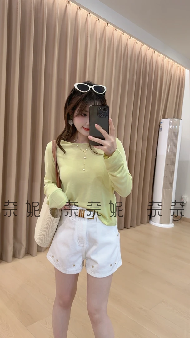 奈奈妮【际遇】牛仔白色短裤2025夏季休闲简约高腰显瘦时尚百搭7008
