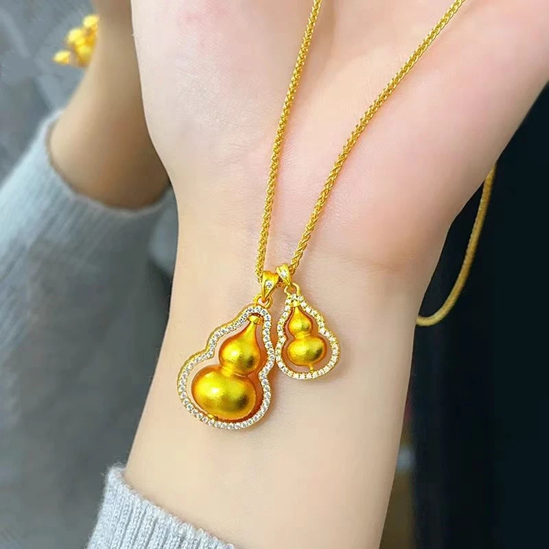 铜合金项链 【1793】韦雪同款哑光喷砂福禄锁骨链