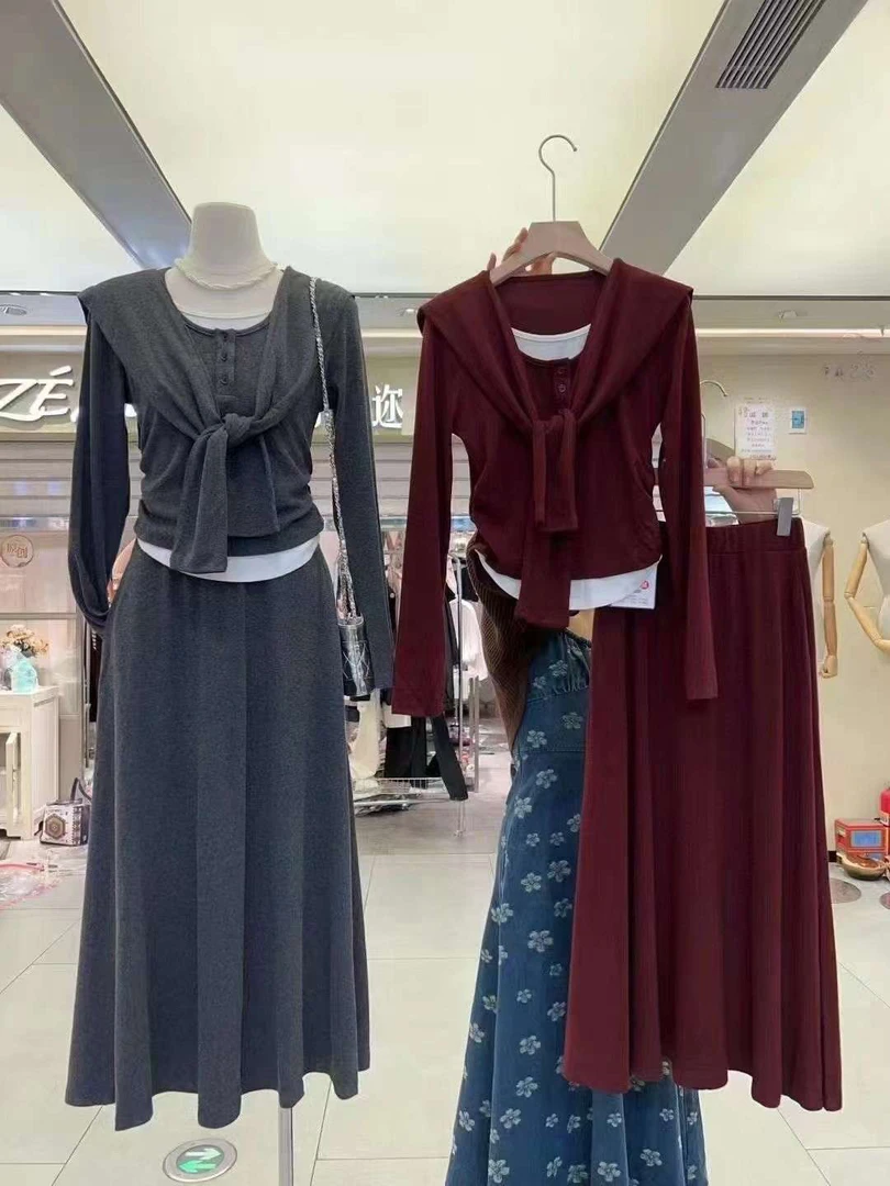 2025高级感一整套韩系秋季穿搭女装新款休闲收腰显瘦针织三件套