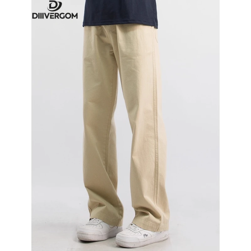 2025新款早秋男生休闲日系卡其色潮流休闲宽松直筒裤复古百搭裤子