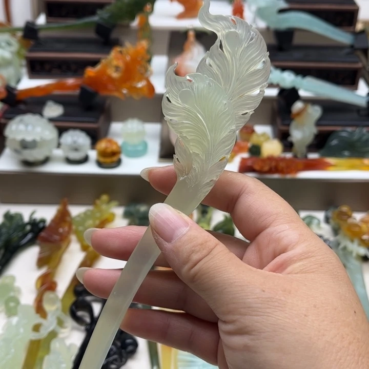 蛇纹石玉未镶嵌岫玉发簪