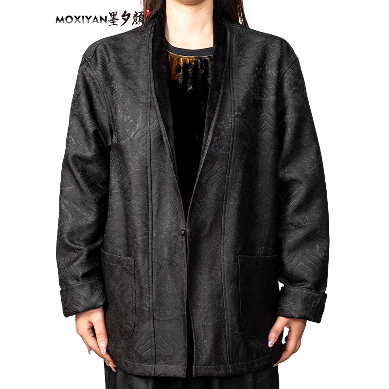 【墨夕颜】2025新款桑蚕丝国风男 龙鳞海浪加绒道袍-MY-004