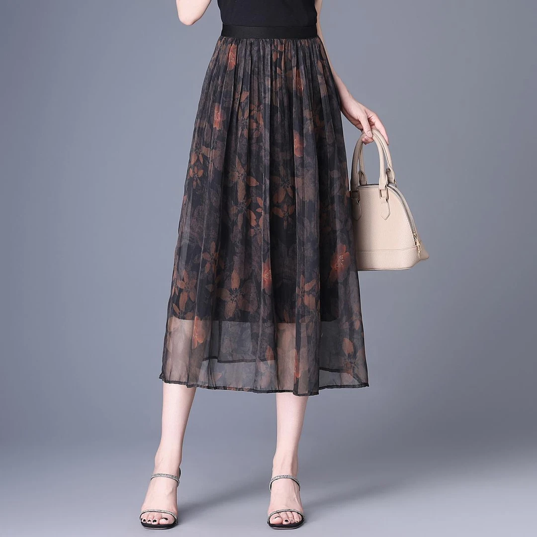 法劳格高级感印花半身裙女今年流行半裙2025新款夏季知性风衣服