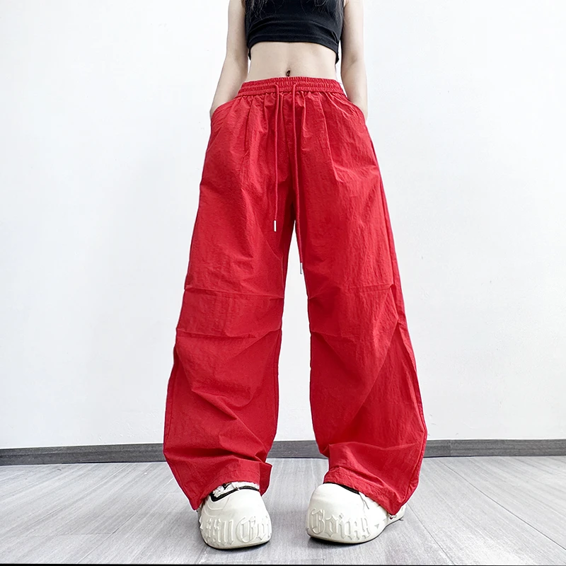 （十三姨）夏季新款多色阔腿裤时尚宽松女士百搭薄款系带户外透气