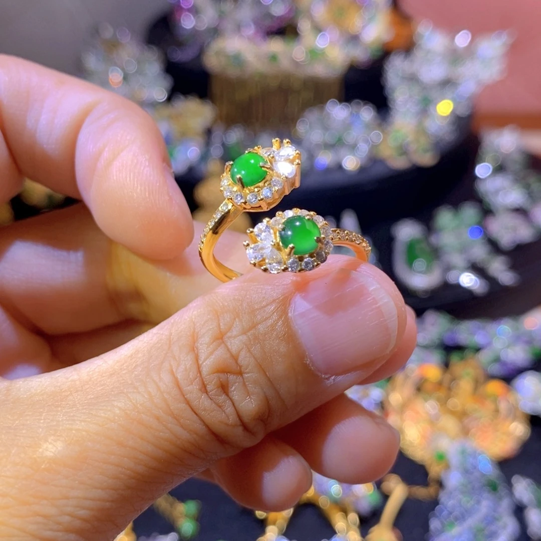 翡翠银S925镶嵌项圈天然翡翠