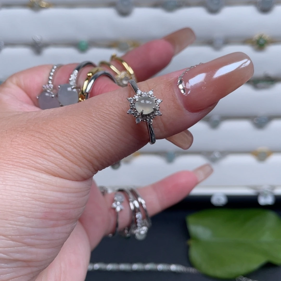 翡翠戒指银S925镶嵌戒指