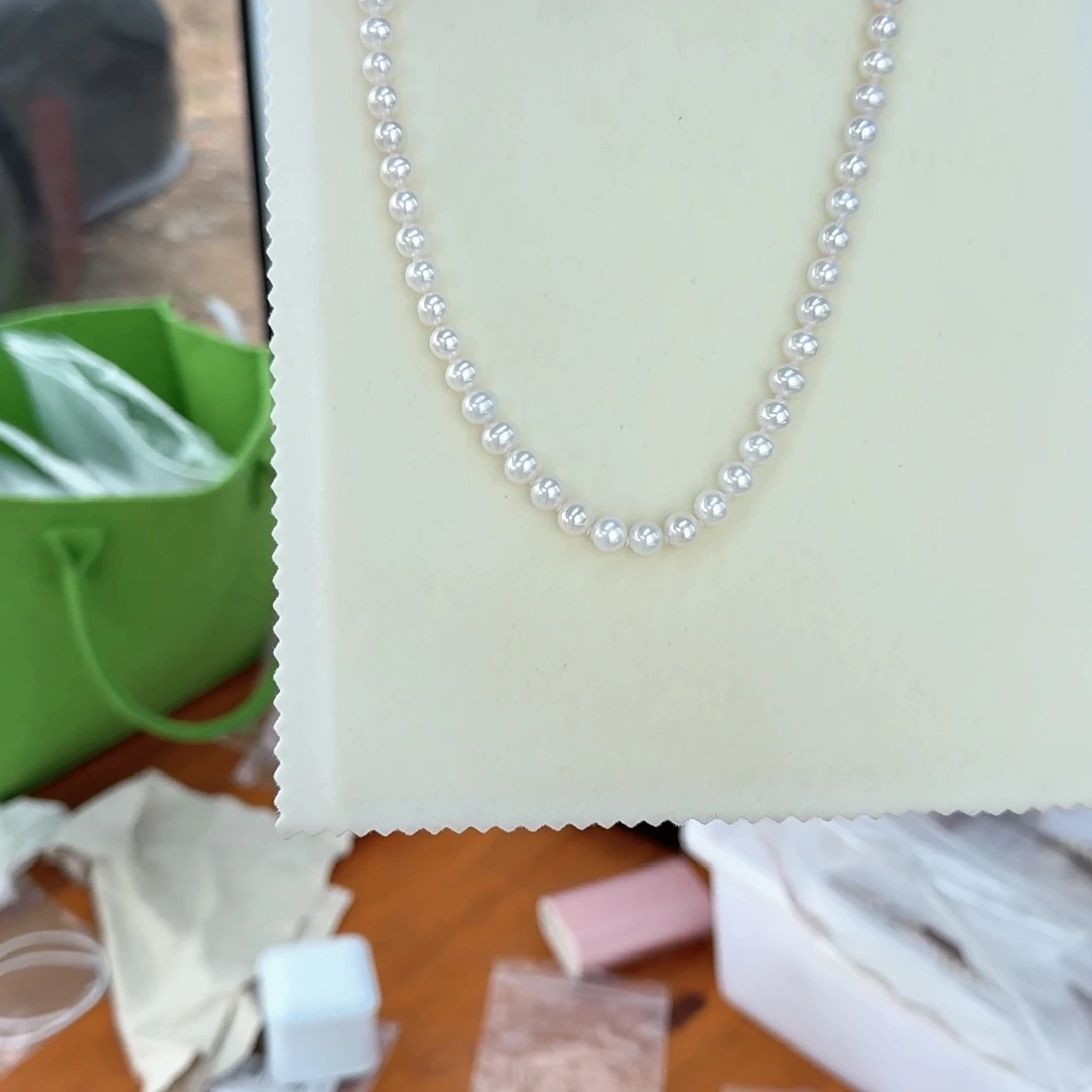 颈饰银S925镶嵌淡水珍珠7.5-8无核极光镜面无暇炫彩白亮