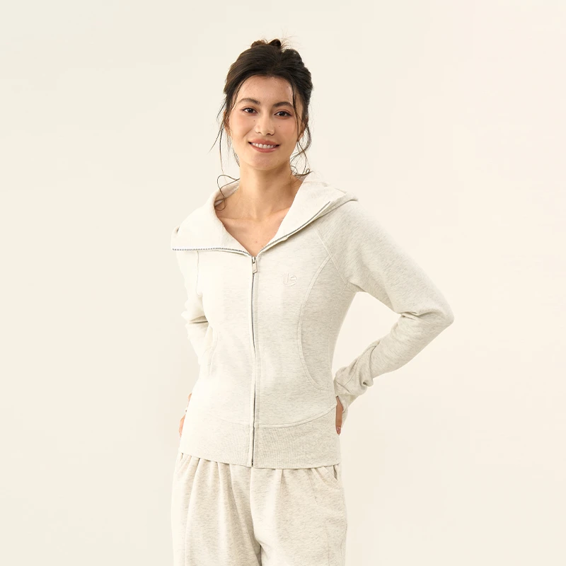 11E 修身刺绣女拉链卫衣美式复古连帽卫衣女新款短款