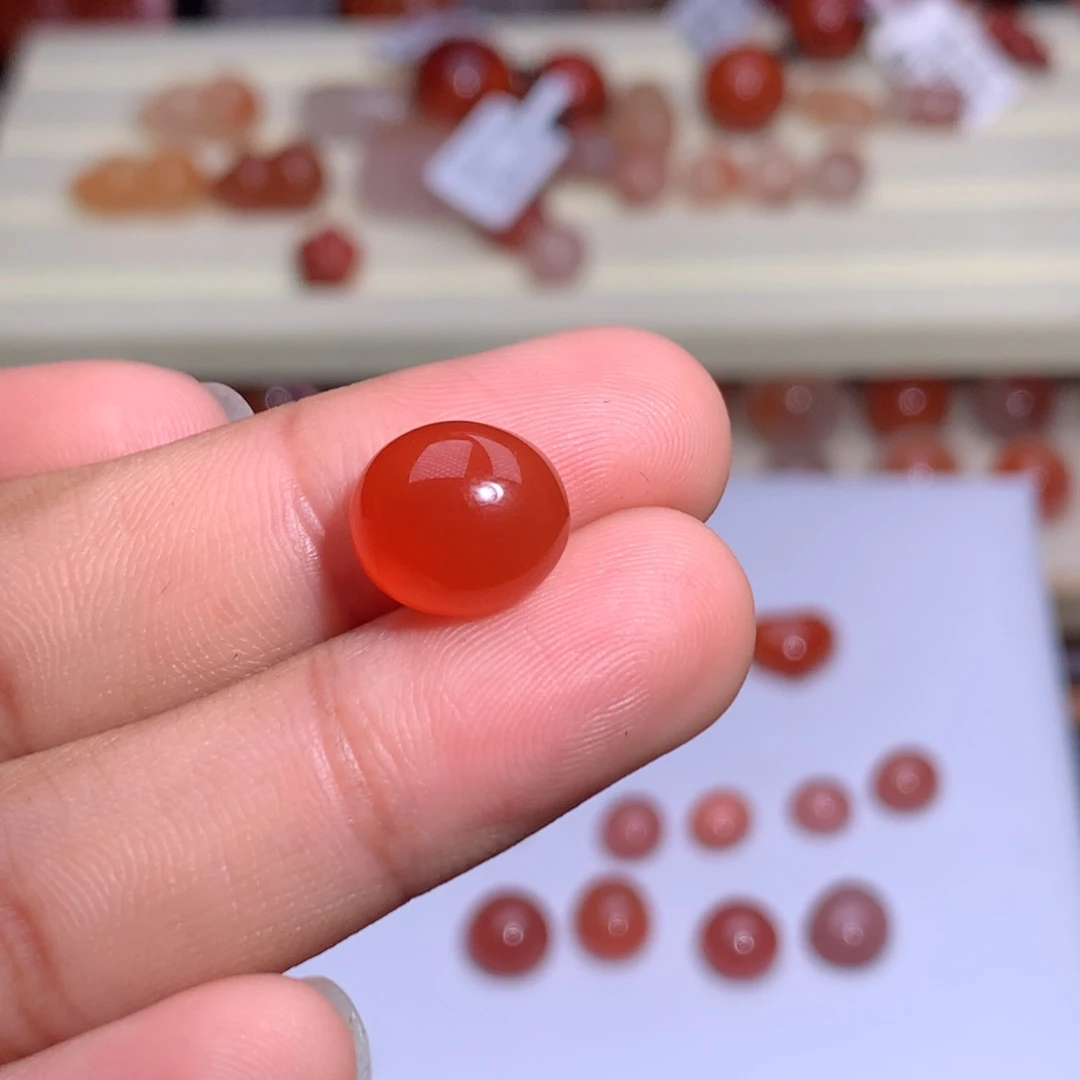 露***O南红玛瑙未镶嵌珠宝半成品冰红戒面