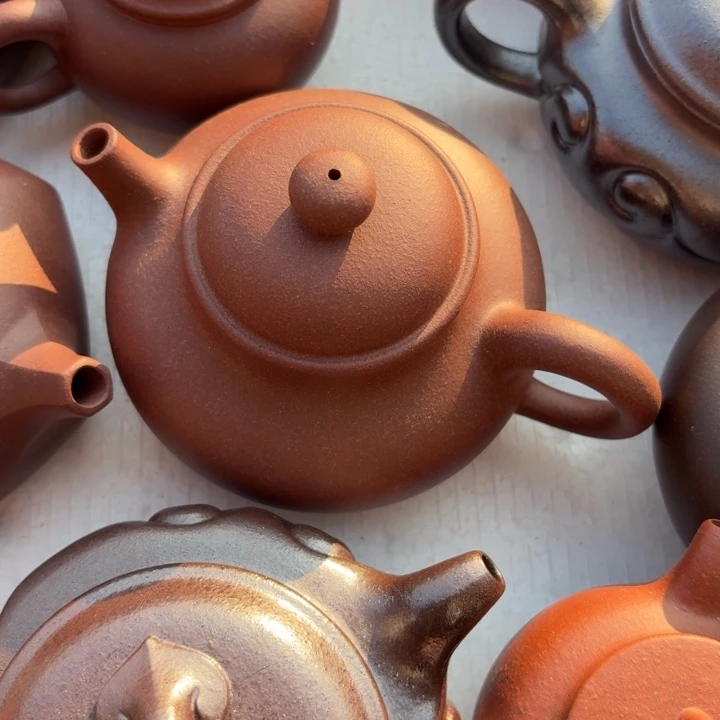 紫砂茶壶紫泥底槽青容天300cc