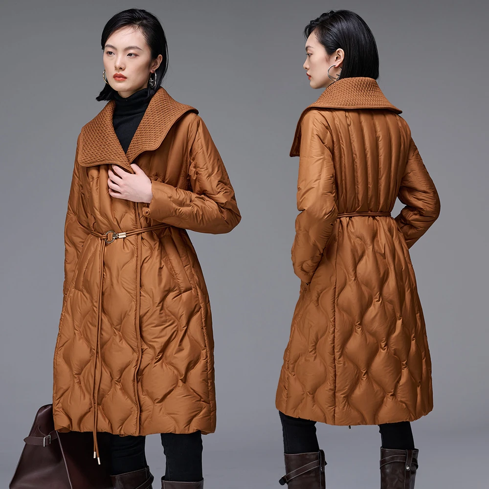 Y-8877羽绒服女中长款大码中老年时尚女士连帽宽松保暖冬季
