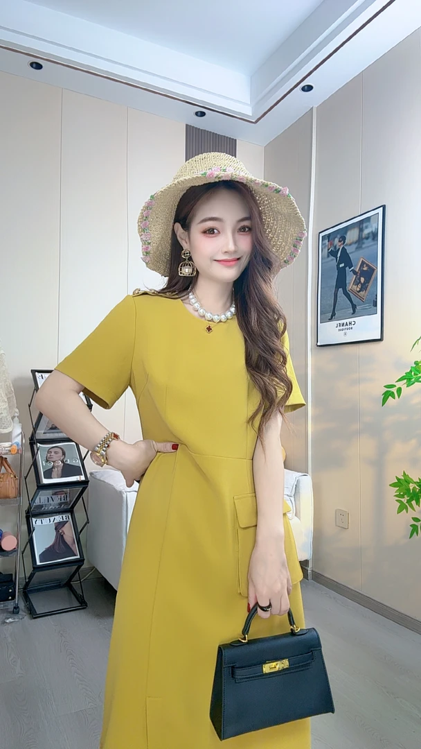 夏季气质春天气质通勤连衣裙法式小众修身高腰名媛25055