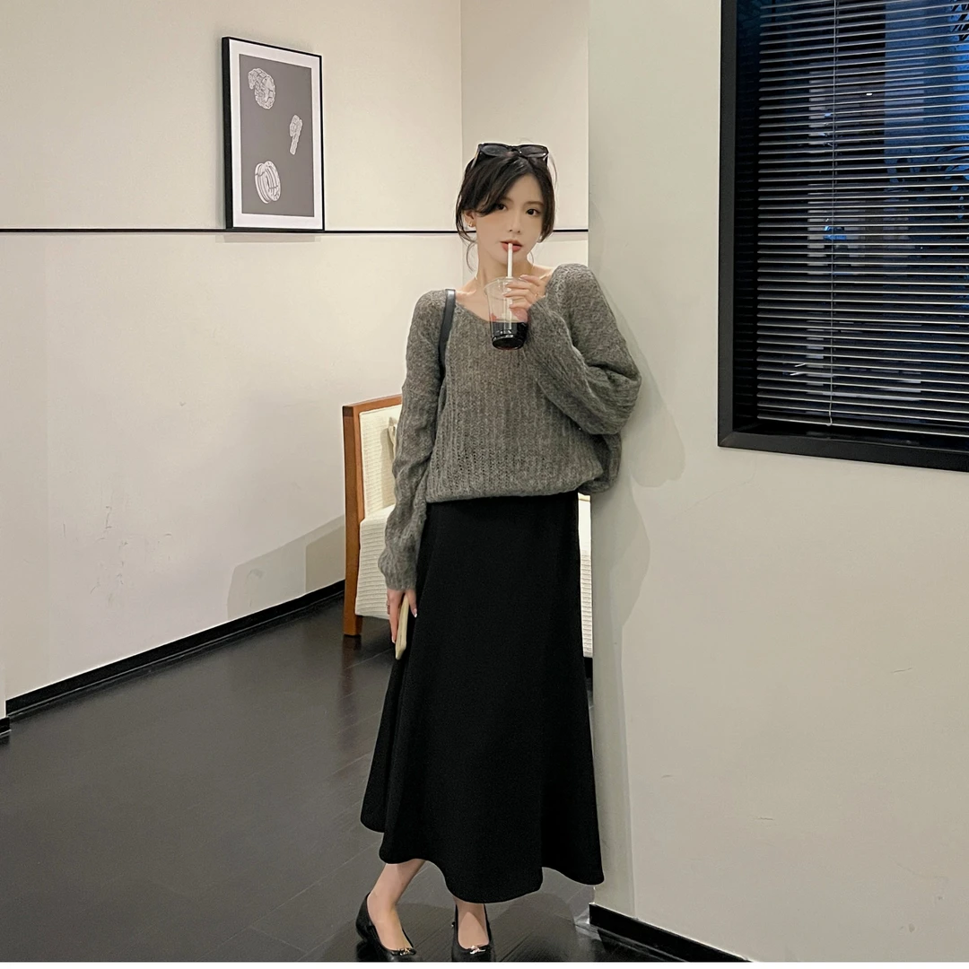 【芝士Cheese】秋日私语巨好搭半裙高腰黑色秋季时尚显瘦宽松韩版