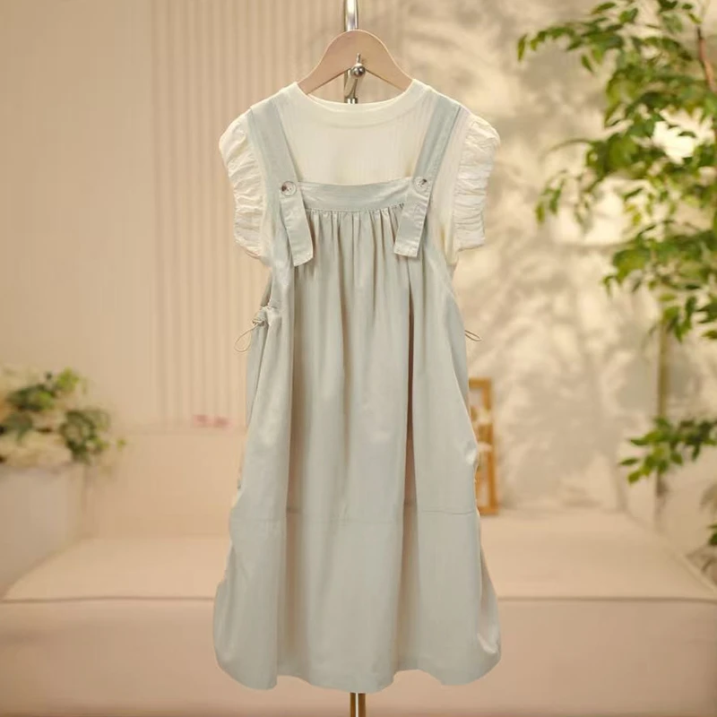 女童背带裙套装女大童学院风薄款公主裙儿童夏季宽松衣服Q62391