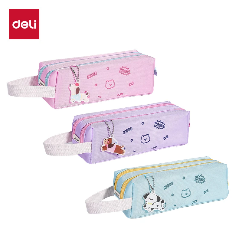 得力BC415小狗系列双拉链手提大方包笔袋(混)(个)