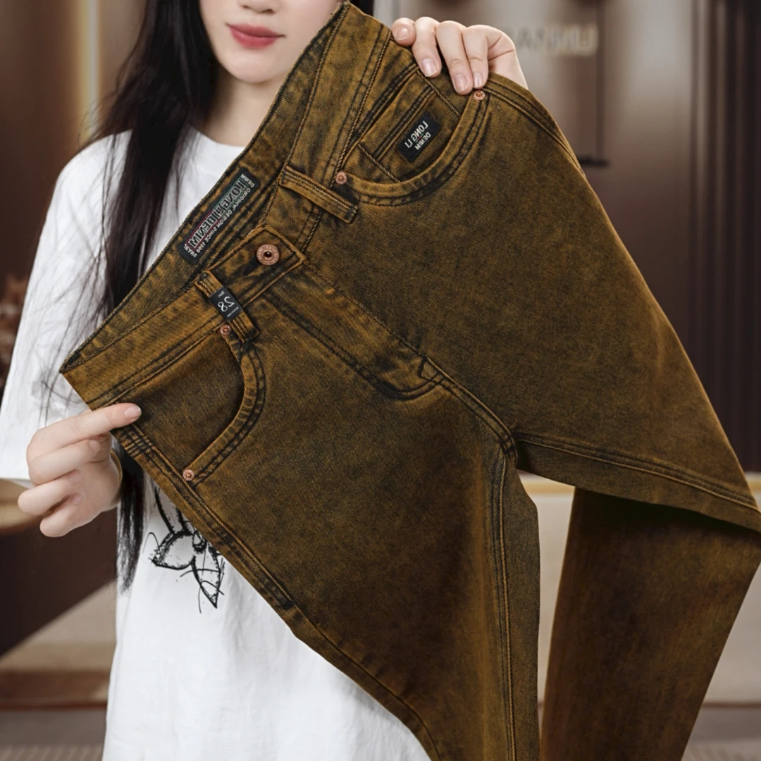 冬季复古港风三股纱男士牛仔裤经典百搭时尚修身显高显瘦舒适透气