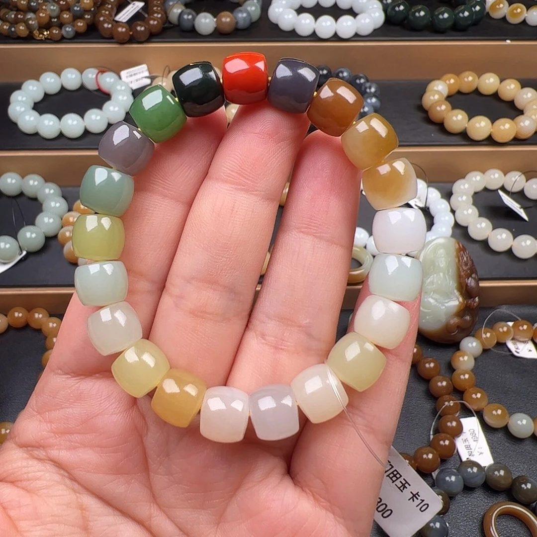 和田玉未镶嵌手链色标级多宝卡10