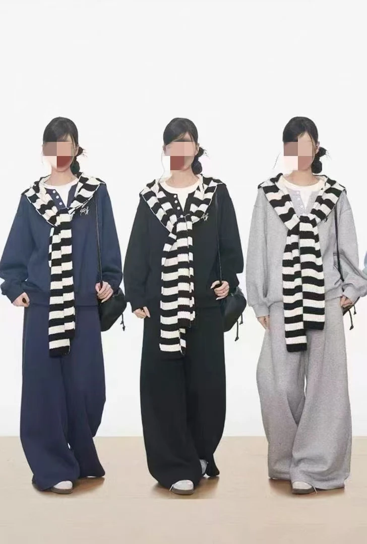 大码胖MM休闲运动套装秋冬百搭韩系慵懒风套装