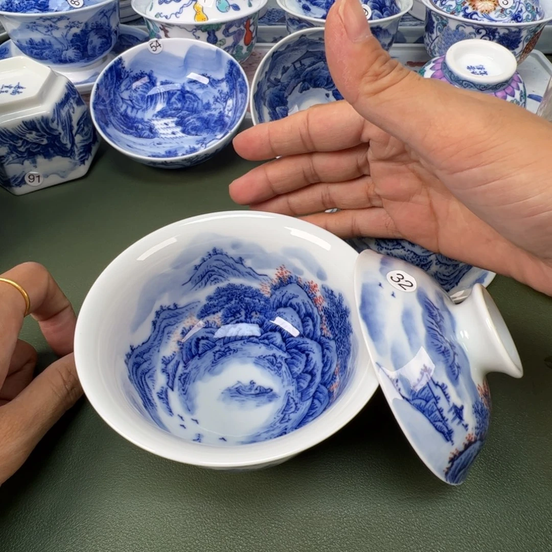景德镇纯手工纯手绘茶具木木32