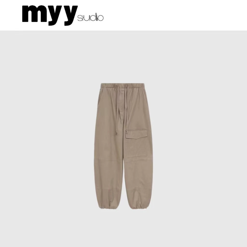 雨小琪“露营裤”高腰抽绳温暖加绒百搭工装大口袋休闲长裤女