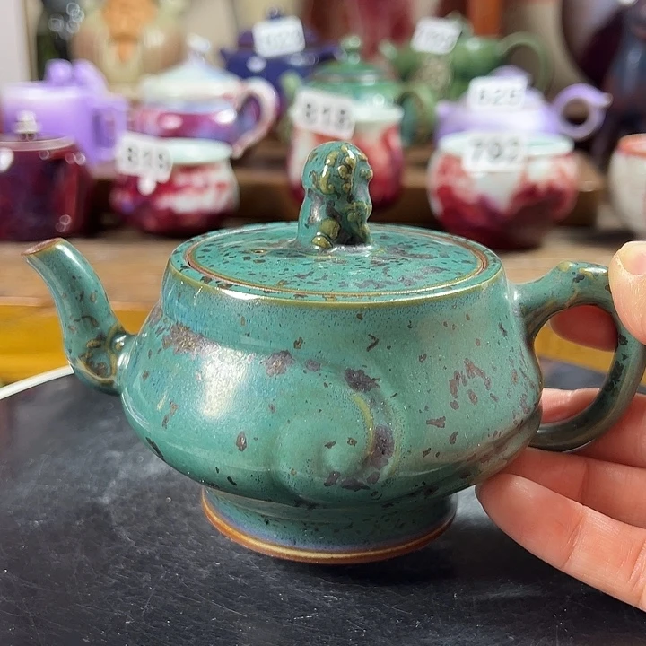 原矿钧瓷 狮钮壶壶