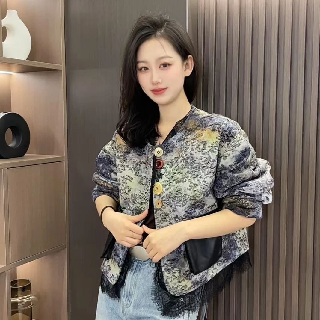 【薪多多推荐】水墨宽松复古时尚夹克女士潮流外套-DUODUO-C776H