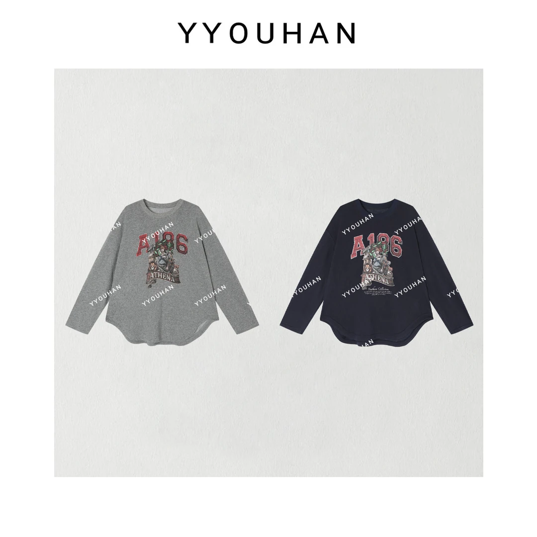 YYOUHAN 2025新款【欧洲故事】显瘦百搭狮子字母短袖t恤 2509C5343