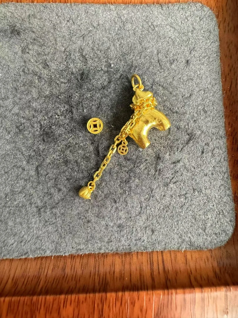 足金999 古法工艺钱币马上有钱吊坠