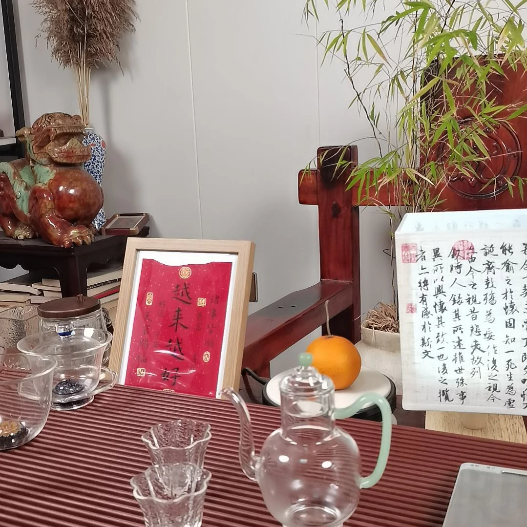 高硼硅玻璃手柄款鸿囍壶配两支小杯