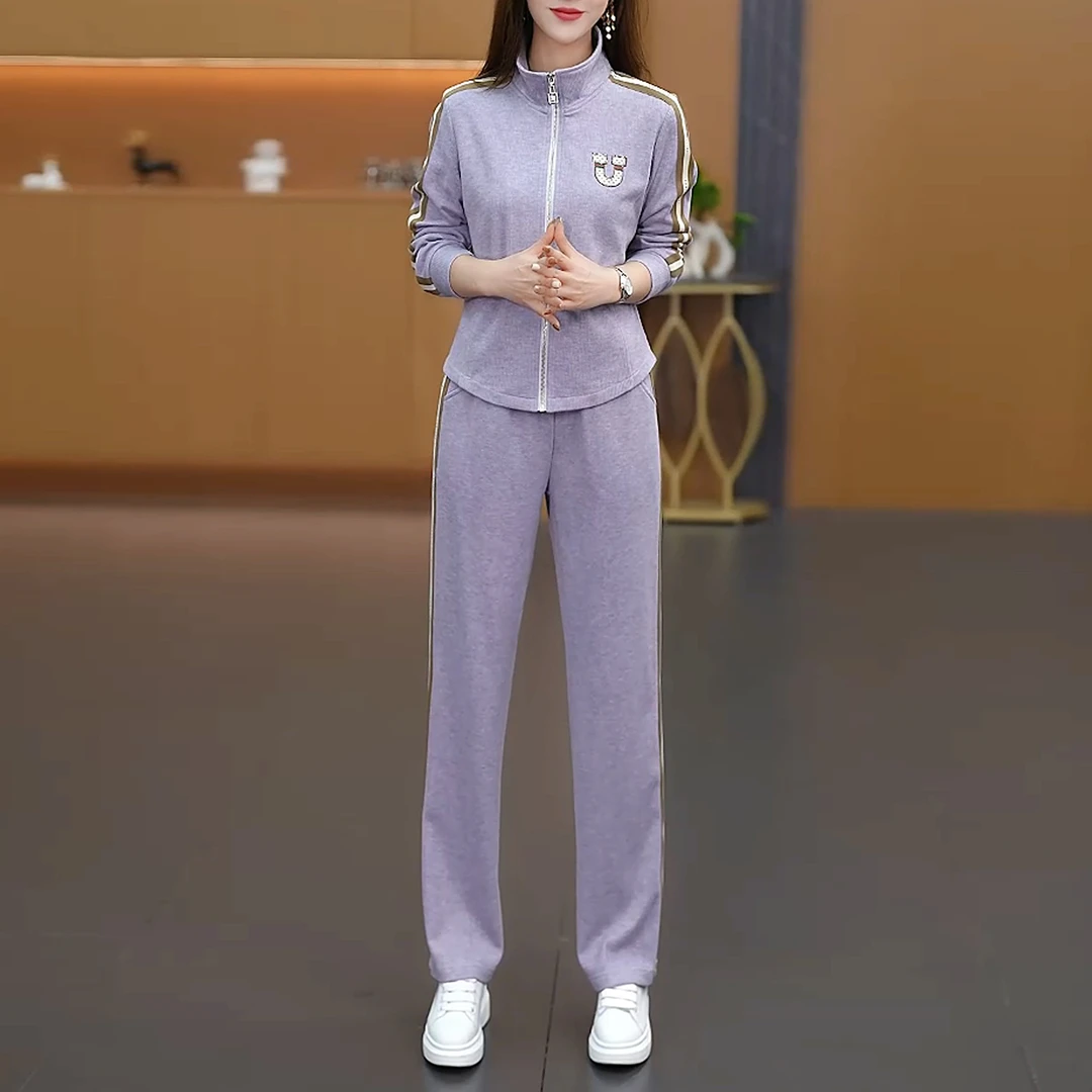 【缪斯彩韵】韩版设计感字母款减龄时尚洋气套装CC5363衣长52裤长95