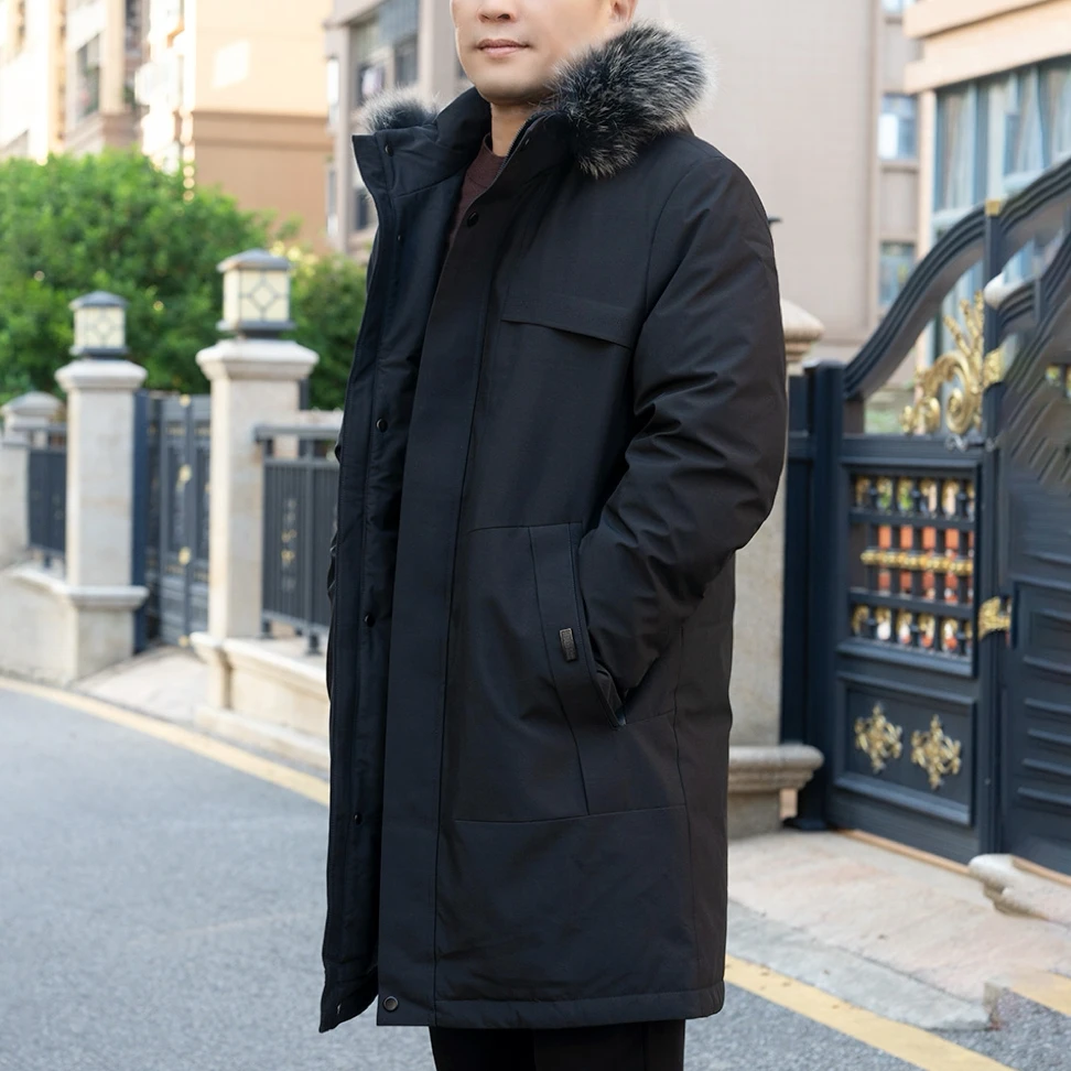 CHOOSE/乔士冬季新款长款羽绒服狐狸毛领秋冬羽绒服男装