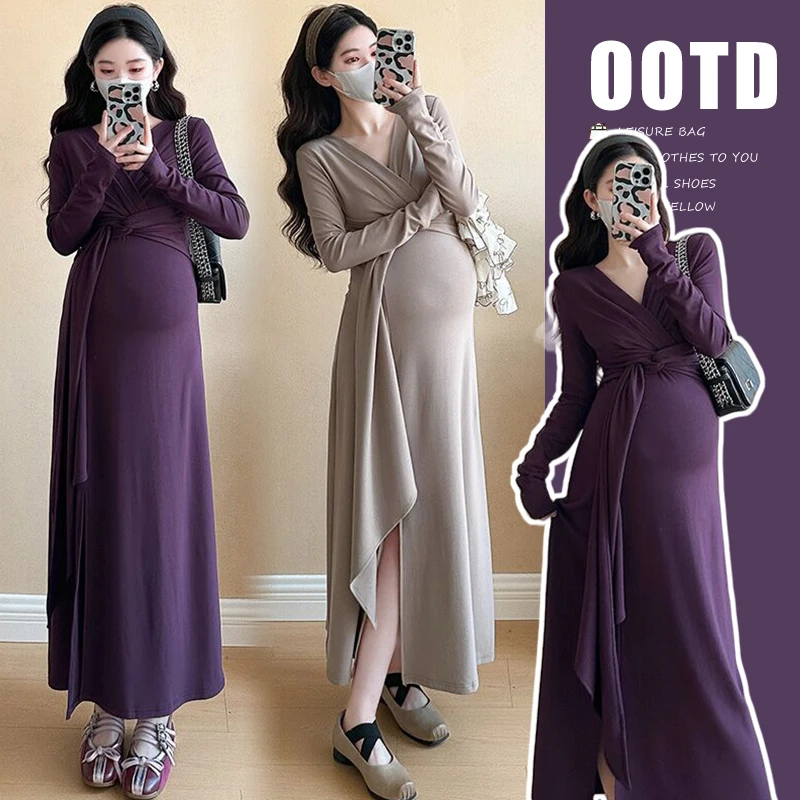 时尚孕妈显瘦中长款过膝春新款辣妈气质连衣裙孕妇装