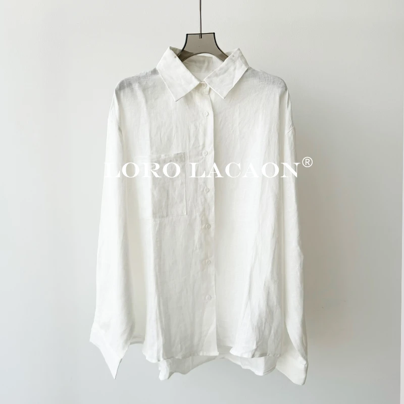 以赛亚 理想夏日 2025年夏日休闲透气100%亚麻轻奢微透衬衫 8325