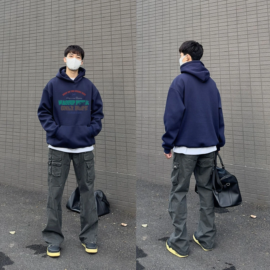 WASSUP HSUBE休闲长袖秋冬百搭潮流宽松印花艺术字母卫衣情侣上衣