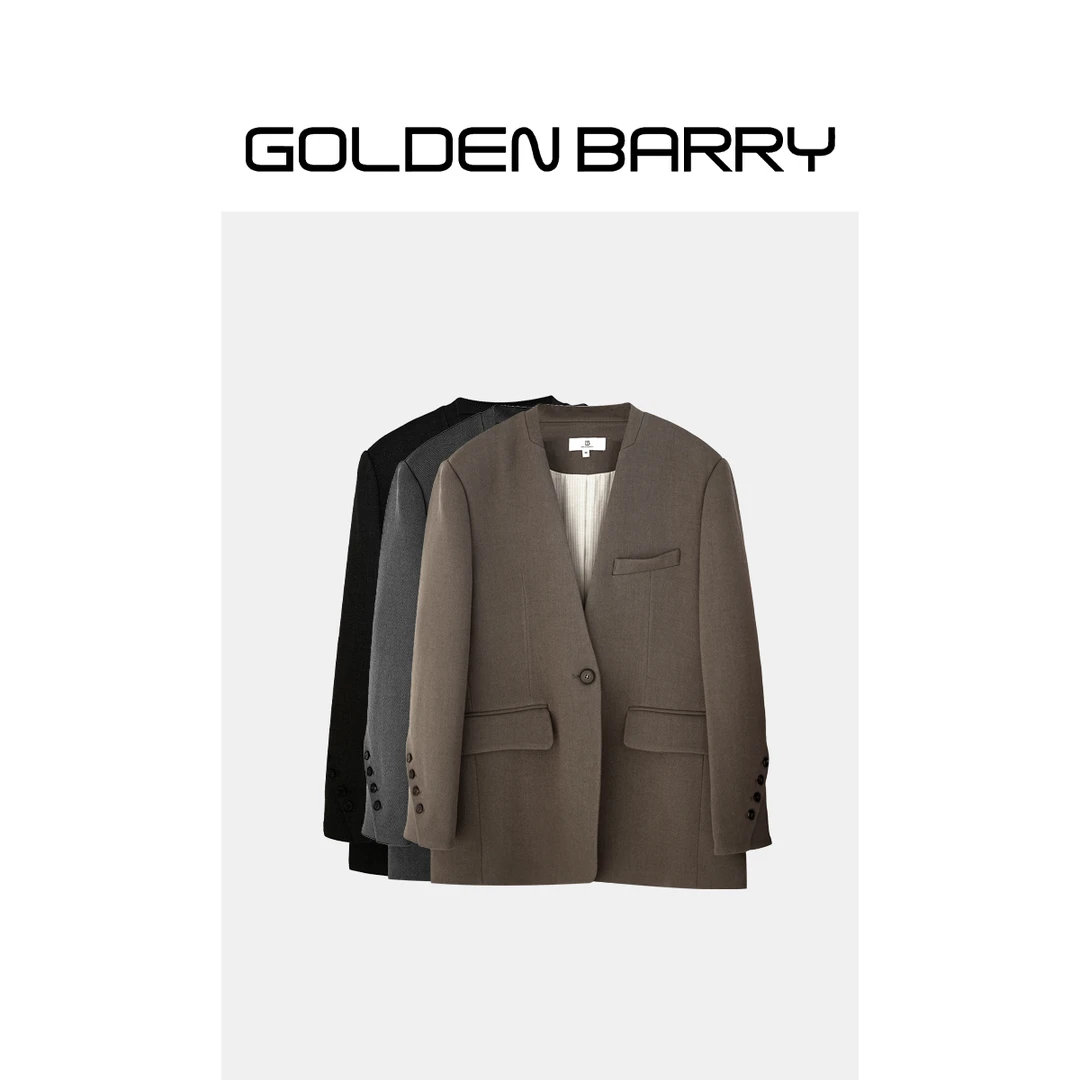GOLDENBARRY|100126气质时尚休闲V领落肩阔版西装【微瑕1】