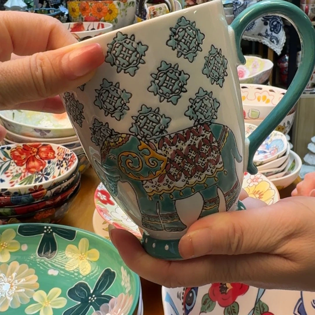 陶瓷绿象高杯1只