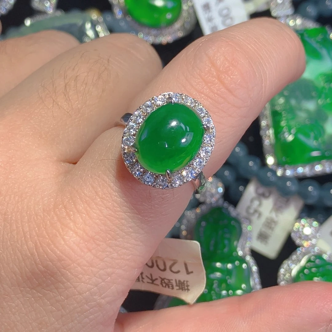 颈饰银S925镶嵌翡翠蛋面